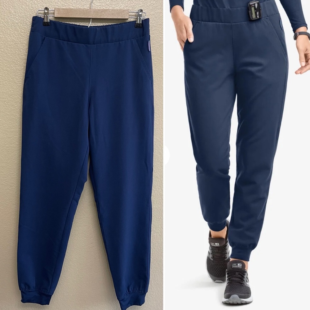 🆕 MOVEMENT Flat Front Scrub Pant Jogger Womens S Navy Blue NWOT